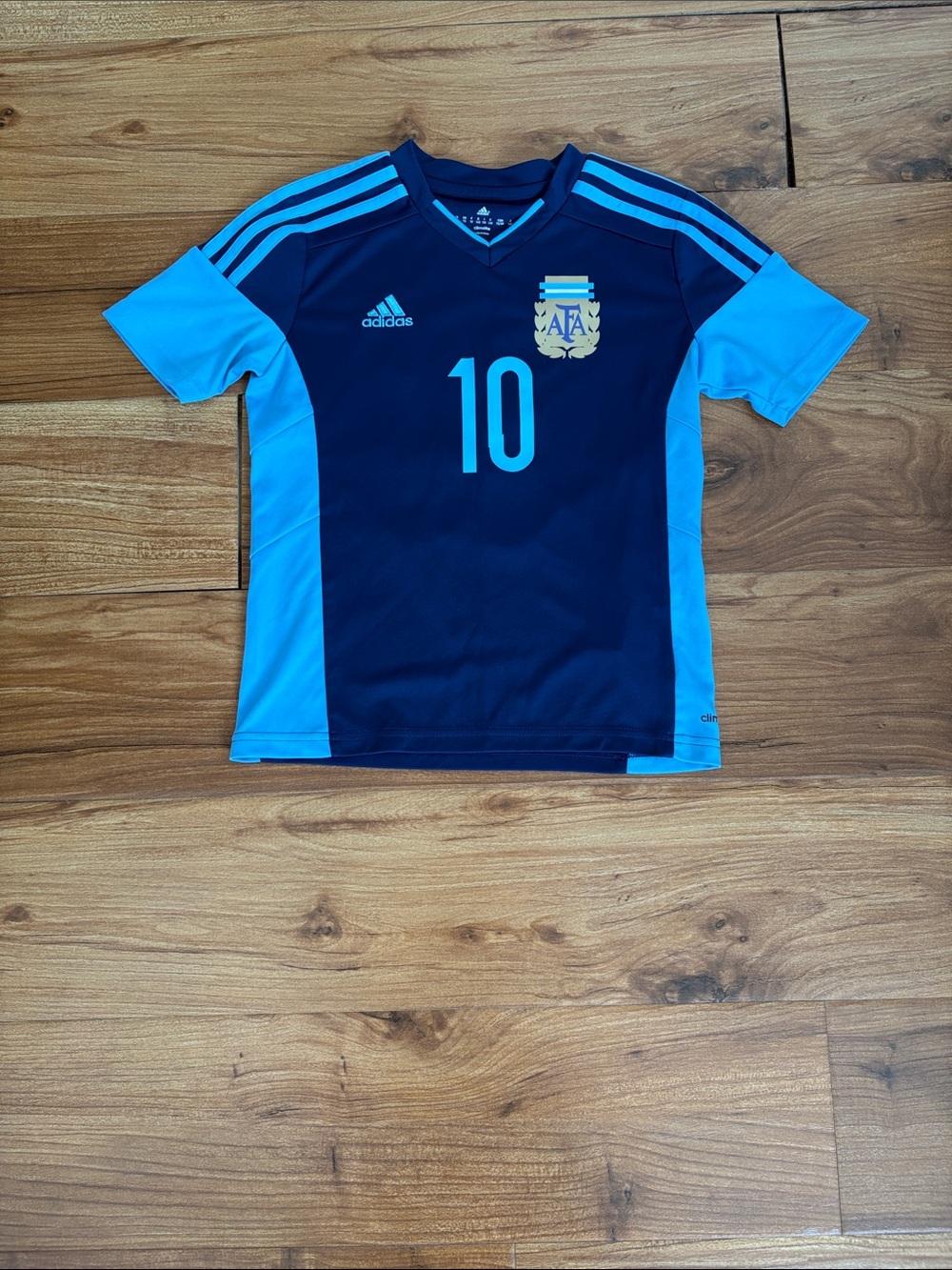 adidas Kids Argentina #10 Navy and Sky Blue Soccer Jersey